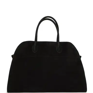 The Row The Row Soft Margaux 15 Bag Black Suede Gold Hardware | Thumbnail 1 The Row The Row Soft Margaux 15 Bag Black Suede Gold Hardware | Thumbnail 1
