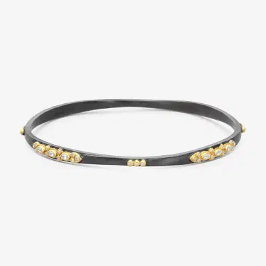 Armenta Armenta Old World 18K Yellow Gold & Blackened Sterling Silver Champagne Diamond & Sapphire Bangle Bracelet by The Solist | Thumbnail 3