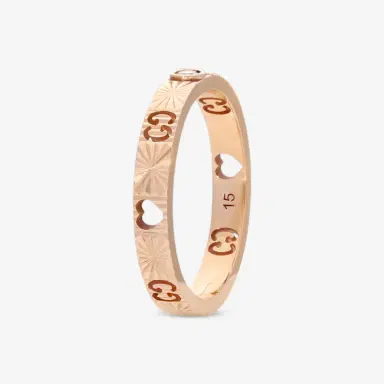 Gucci Gucci Icon 18K Rose Gold Diamond Band Ring YBC727892001015 - by The Solist | Thumbnail 2