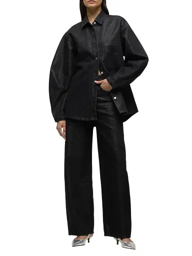 Hudson Jeans Women's Cotton-Blend Barrel-Sleeve Jacket - Metallic Rinse - Size XS | Thumbnail 2