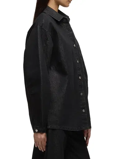 Hudson Jeans Women's Cotton-Blend Barrel-Sleeve Jacket - Metallic Rinse - Size XS | Thumbnail 5