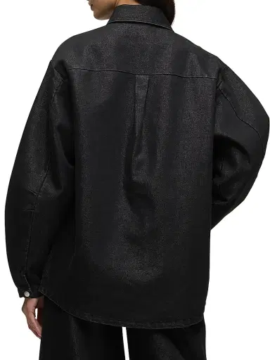 Hudson Jeans Women's Cotton-Blend Barrel-Sleeve Jacket - Metallic Rinse - Size XS | Thumbnail 6