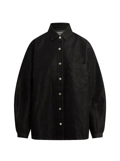 Hudson Jeans Women's Cotton-Blend Barrel-Sleeve Jacket - Metallic Rinse - Size XS | Thumbnail 1
