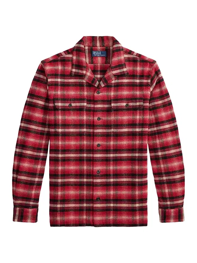 Polo Ralph Lauren Men's Plaid Two-Sided Brushed Flannel Shirt - Red Cream Multi