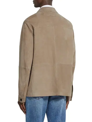 ZEGNA Men's Sheepskin Chore Jacket - Light Taupe | Thumbnail 3