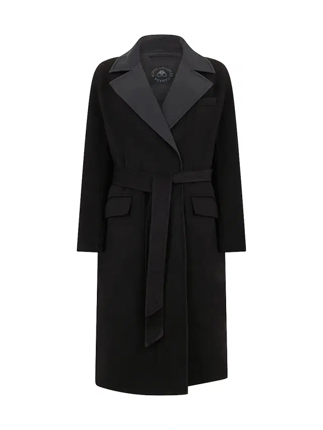 Moose Knuckles Women's Lafleur Wool-Blend Long Down Wrap Coat - Black