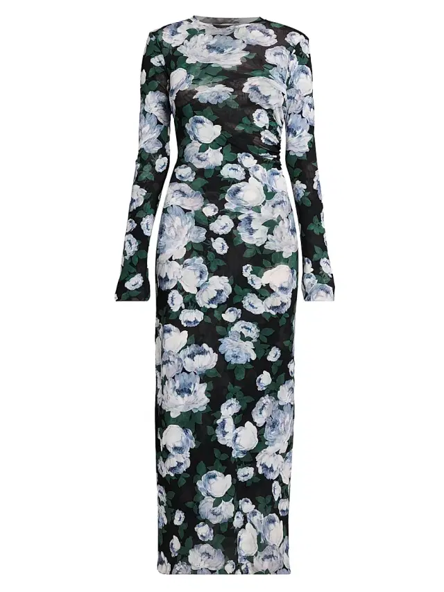 Women's Bunch Of Roses Mesh Maxi Dress