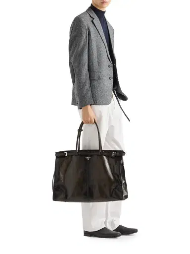 Prada Men's Bonnie Antiqued Leather Tote Bag | Thumbnail 1
