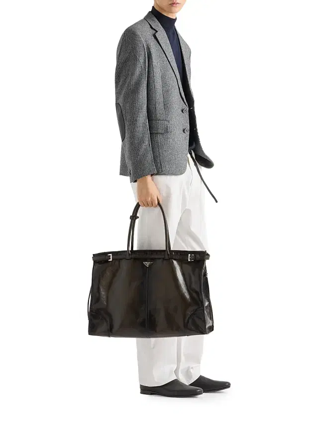 Men's Bonnie Antiqued Leather Tote Bag - Green