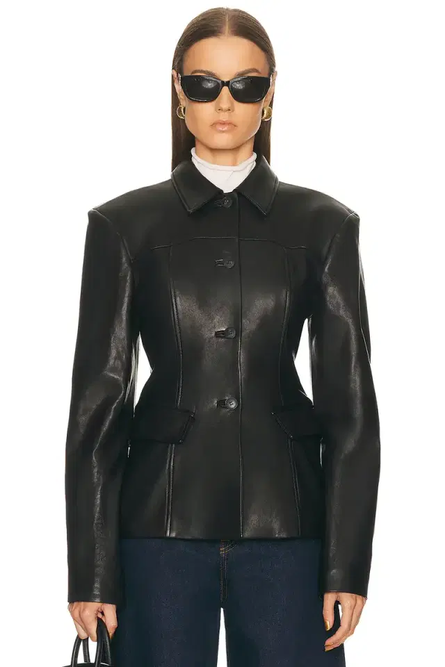 EAVES Aina Leather Cinched Jacket