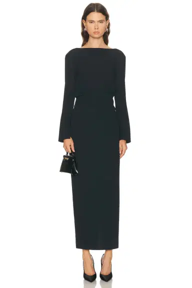 EAVES Norna Polished Crepe Maxi Dress | Thumbnail 3