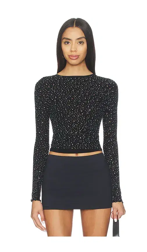 Night Sky Long Sleeve Top In Black