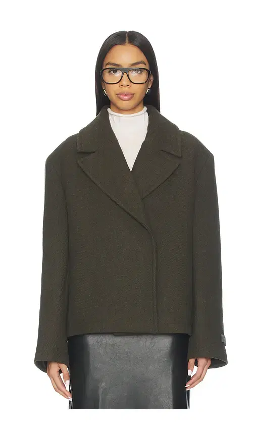 EAVES Osk Manteco Wool Cropped Peacoat