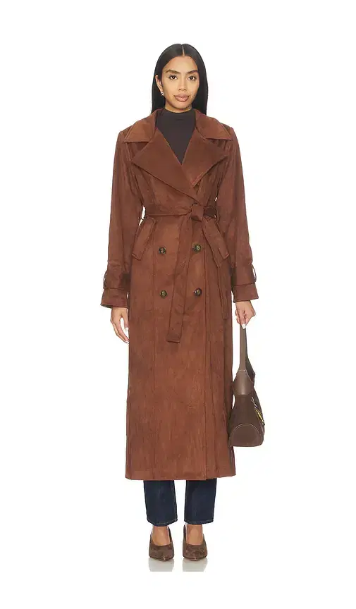 Sutton Faux Suede Trench Coat