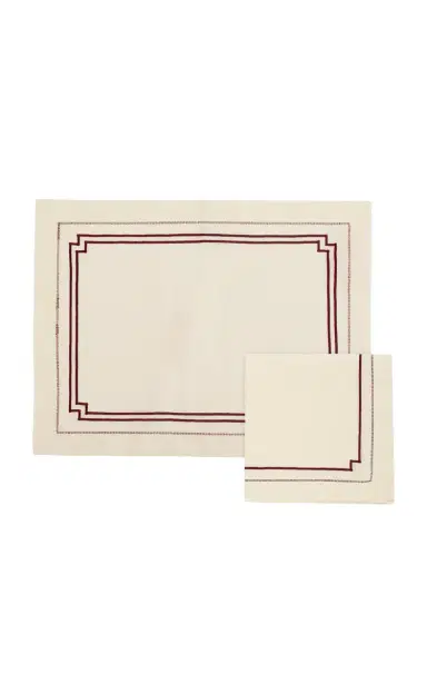 Attersee x Loretta Caponi Frames A-Jour Placemat And Napkin Set - Off-White | Thumbnail 1