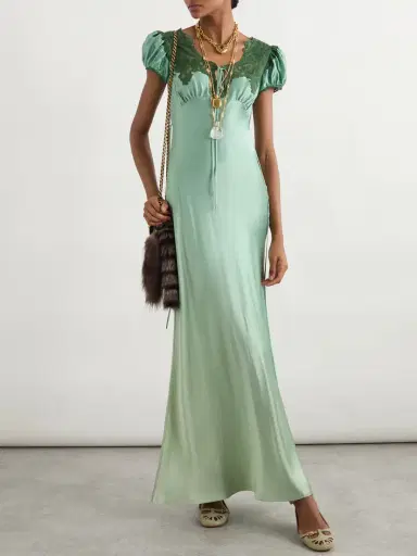 Chloé Lace-trimmed Silk-satin Gown | Thumbnail 2 Chloé Lace-trimmed Silk-satin Gown | Thumbnail 2