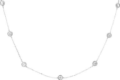 Wish Fine Jewelry 1.55ct Diamond 14K Gold Stationed Dangle Drop Necklace | Thumbnail 1