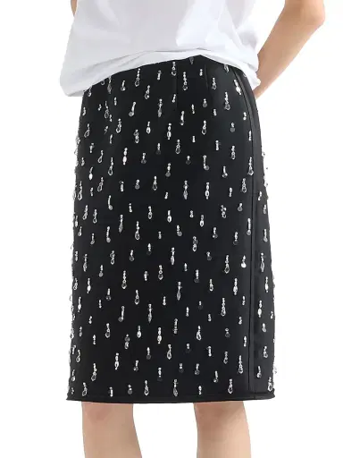 Prada Women's Embroidered Scuba Midi-skirt - Black | Thumbnail 2 Prada Women's Embroidered Scuba Midi-skirt - Black | Thumbnail 2