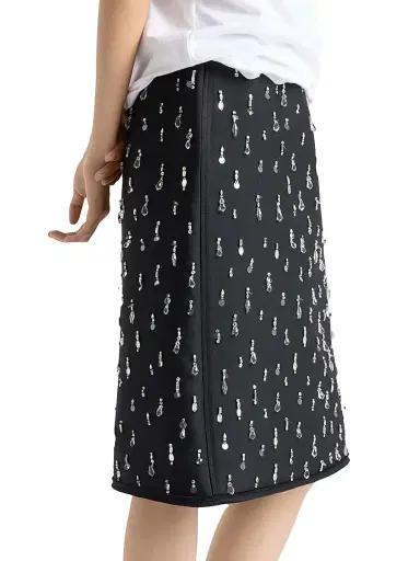 Prada Women's Embroidered Scuba Midi-skirt - Black | Thumbnail 3 Prada Women's Embroidered Scuba Midi-skirt - Black | Thumbnail 3