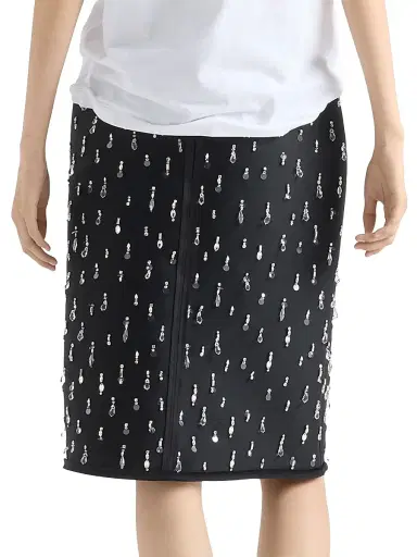 Prada Women's Embroidered Scuba Midi-skirt - Black | Thumbnail 4 Prada Women's Embroidered Scuba Midi-skirt - Black | Thumbnail 4