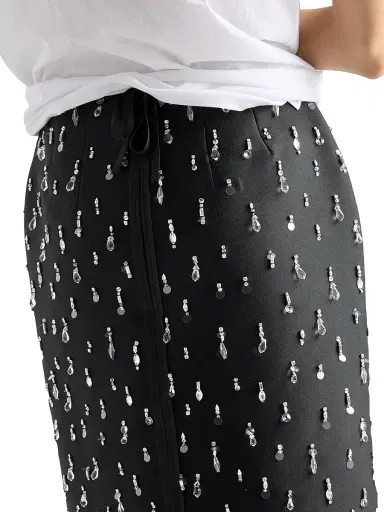 Prada Women's Embroidered Scuba Midi-skirt - Black | Thumbnail 5 Prada Women's Embroidered Scuba Midi-skirt - Black | Thumbnail 5