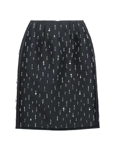 Prada Women's Embroidered Scuba Midi-skirt - Black | Thumbnail 1 Prada Women's Embroidered Scuba Midi-skirt - Black | Thumbnail 1
