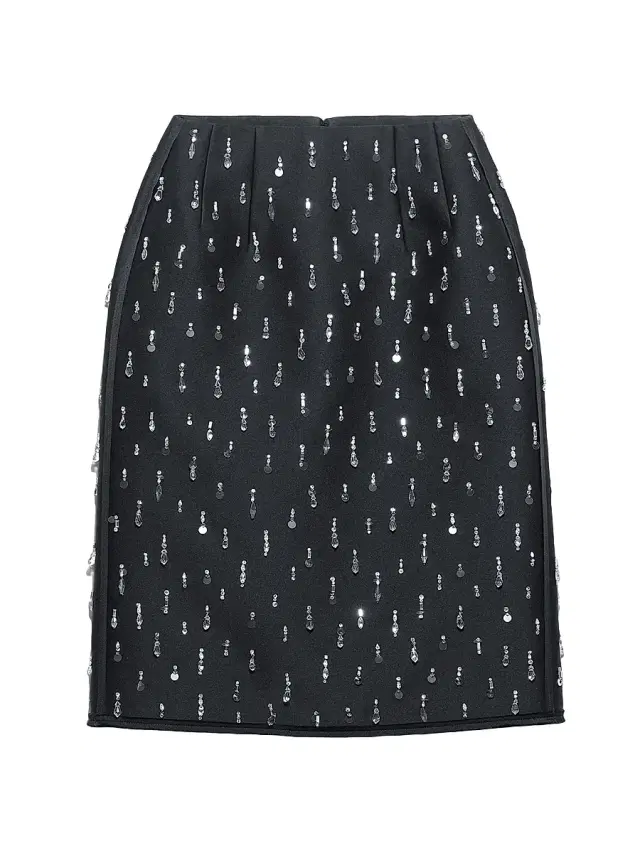 Women's Embroidered Scuba Midi-skirt - Black