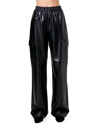 NICHOLAS Women's Edwina Faux Leather Cargo Pants - Black | Thumbnail 3 NICHOLAS Women's Edwina Faux Leather Cargo Pants - Black | Thumbnail 3