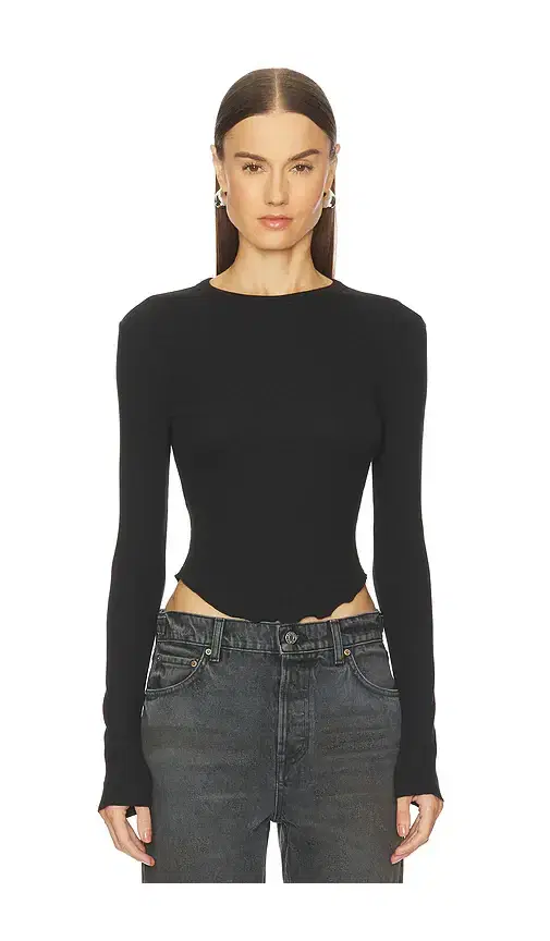 Scoop Hem Long Sleeve Tee