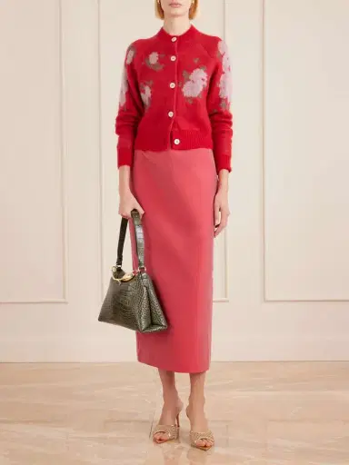Erdem Bloom Large Embellished Croc-effect Leather Shoulder Bag | Thumbnail 2