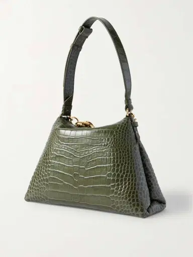 Erdem Bloom Large Embellished Croc-effect Leather Shoulder Bag | Thumbnail 3