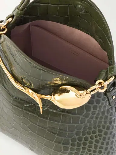 Erdem Bloom Large Embellished Croc-effect Leather Shoulder Bag | Thumbnail 5