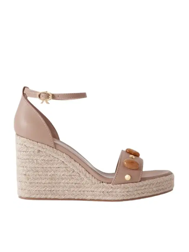 70 Embellished Leather Espadrille Wedge Sandals