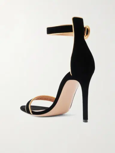 Gianvito Rossi Portofino 105 Metallic Leather-trimmed Velvet Sandals | Thumbnail 3