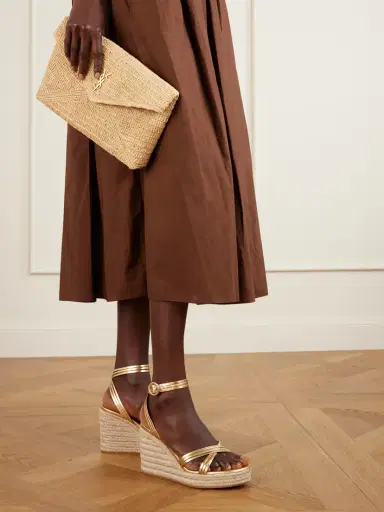 Gianvito Rossi Metallic Leather Espadrille Wedge Sandals | Thumbnail 2 Gianvito Rossi Metallic Leather Espadrille Wedge Sandals | Thumbnail 2