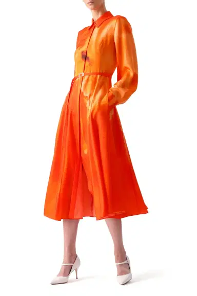 Jason Wu Collection WATERCOLRO FLORAL PRINTED SILK SHIRTDRESS WITH GODET SKIRT | Thumbnail 2 Jason Wu Collection WATERCOLRO FLORAL PRINTED SILK SHIRTDRESS WITH GODET SKIRT | Thumbnail 2