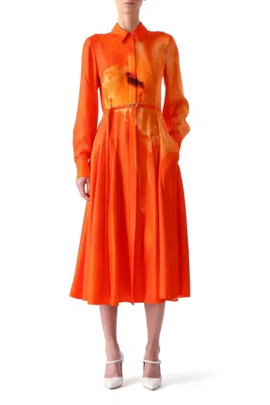 Jason Wu Collection WATERCOLRO FLORAL PRINTED SILK SHIRTDRESS WITH GODET SKIRT | Thumbnail 3 Jason Wu Collection WATERCOLRO FLORAL PRINTED SILK SHIRTDRESS WITH GODET SKIRT | Thumbnail 3