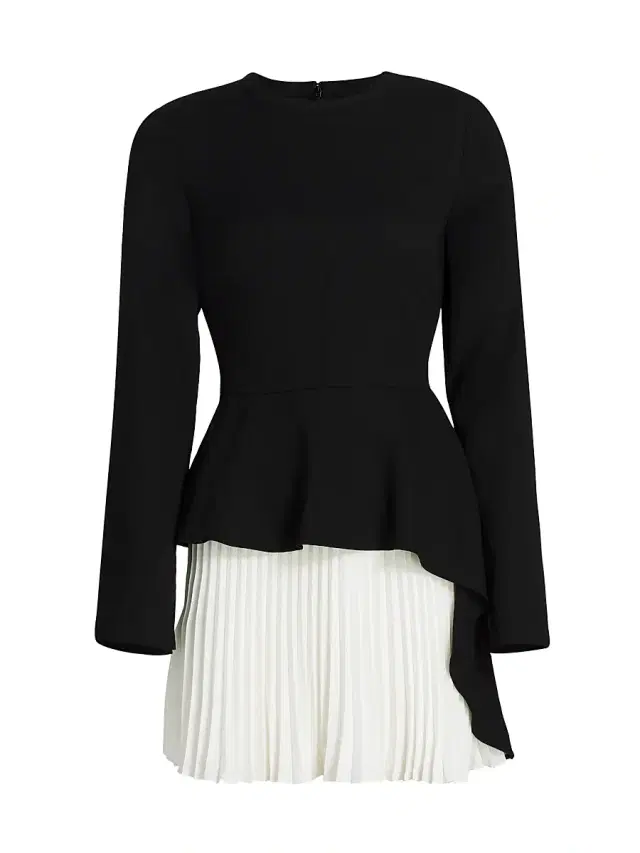 Women's Amberly Pleated Long-Sleeve Minidress - Black Multi