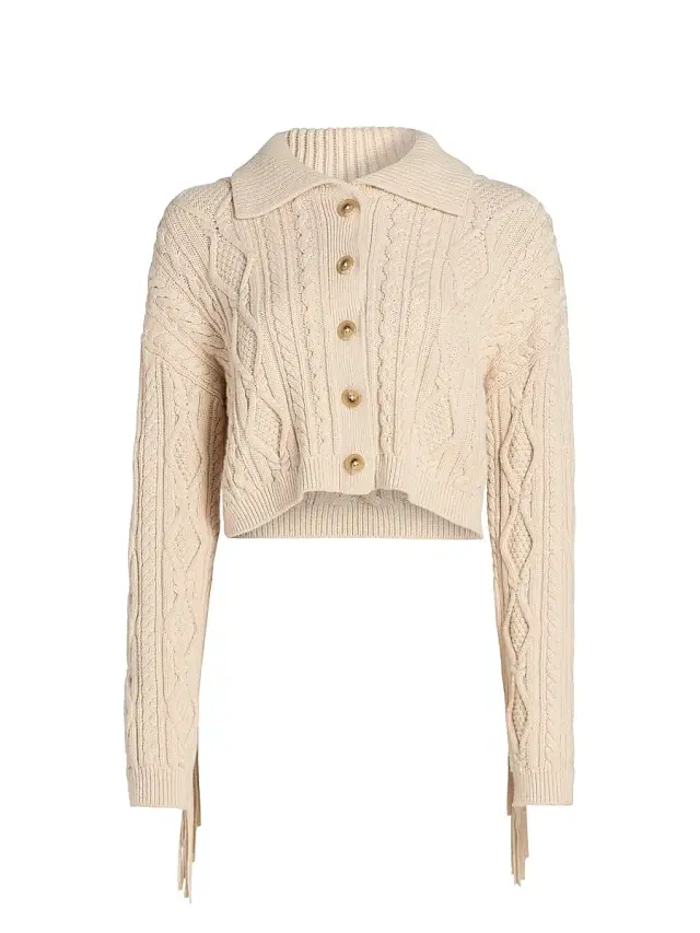 Women's Virginia Cotton-Blend Cable-Knit Crop Cardigan - Sand
