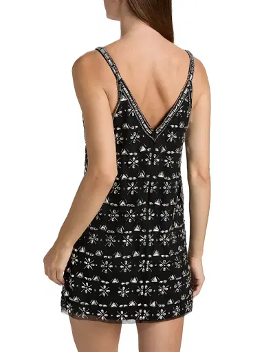 Ramy Brook Women's Lynda Beaded V-Neck Minidress - Black | Thumbnail 5