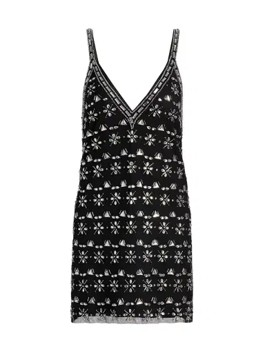 Ramy Brook Women's Lynda Beaded V-Neck Minidress - Black | Thumbnail 1