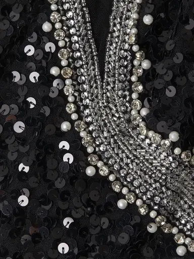 Aidan Mattox Women's Embellished Mesh-Inset Sequined Gown - Black | Thumbnail 6 Aidan Mattox Women's Embellished Mesh-Inset Sequined Gown - Black | Thumbnail 6