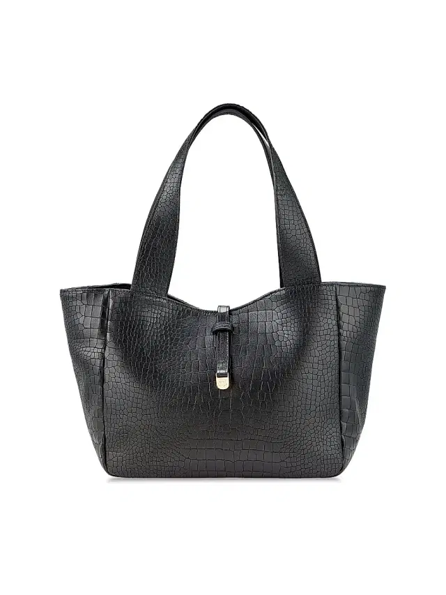 GiGi New York Women's Mercer Croc-Embossed Leather Tote Bag - Black Croc