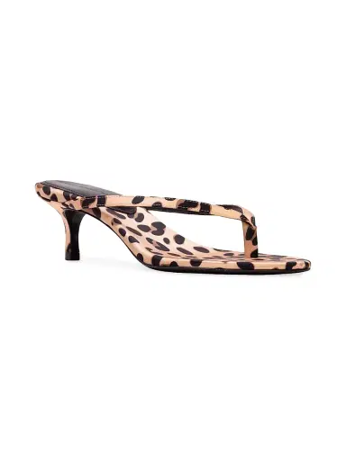 Black Suede Studio Women's Tash 50MM Satin Mules - Cheetah Satin - Size 11 | Thumbnail 2