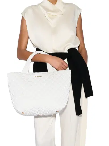 MZ Wallace Women's Small Metro Deluxe Quilted Tote Bag - White | Thumbnail 2