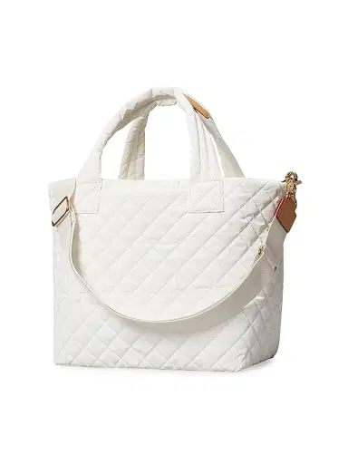 MZ Wallace Women's Small Metro Deluxe Quilted Tote Bag - White | Thumbnail 4