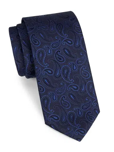 Canali Men's Paisley Silk Tie - Dark Blue | Thumbnail 1
