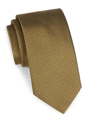 Canali Men's Neat Gemotric Silk Tie - Gold | Thumbnail 1 Canali Men's Neat Gemotric Silk Tie - Gold | Thumbnail 1