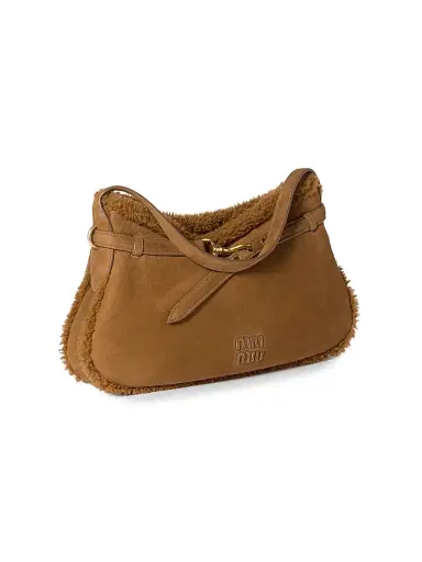 Miu Miu Women's Aventure Shearling Shoulder Bag - Brown | Thumbnail 2 Miu Miu Women's Aventure Shearling Shoulder Bag - Brown | Thumbnail 2
