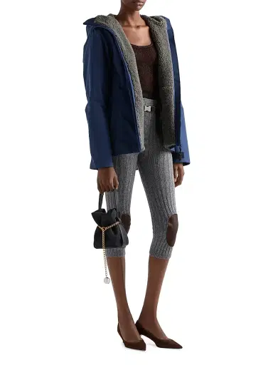 Prada Women's Technical Fabric Blouson Jacket with Hood - Blue | Thumbnail 6 Prada Women's Technical Fabric Blouson Jacket with Hood - Blue | Thumbnail 6